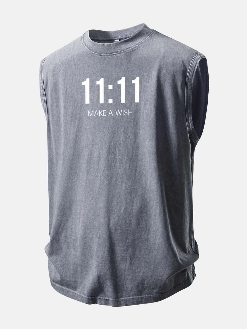 11:11 Print Washed Distressed Tank Top