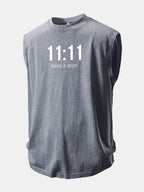 11:11 Print Washed Distressed Tank Top