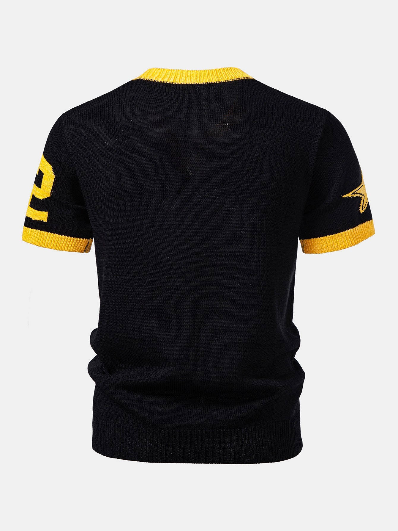 Vintage Contrast Varsity V Neck Knit T-Shirt