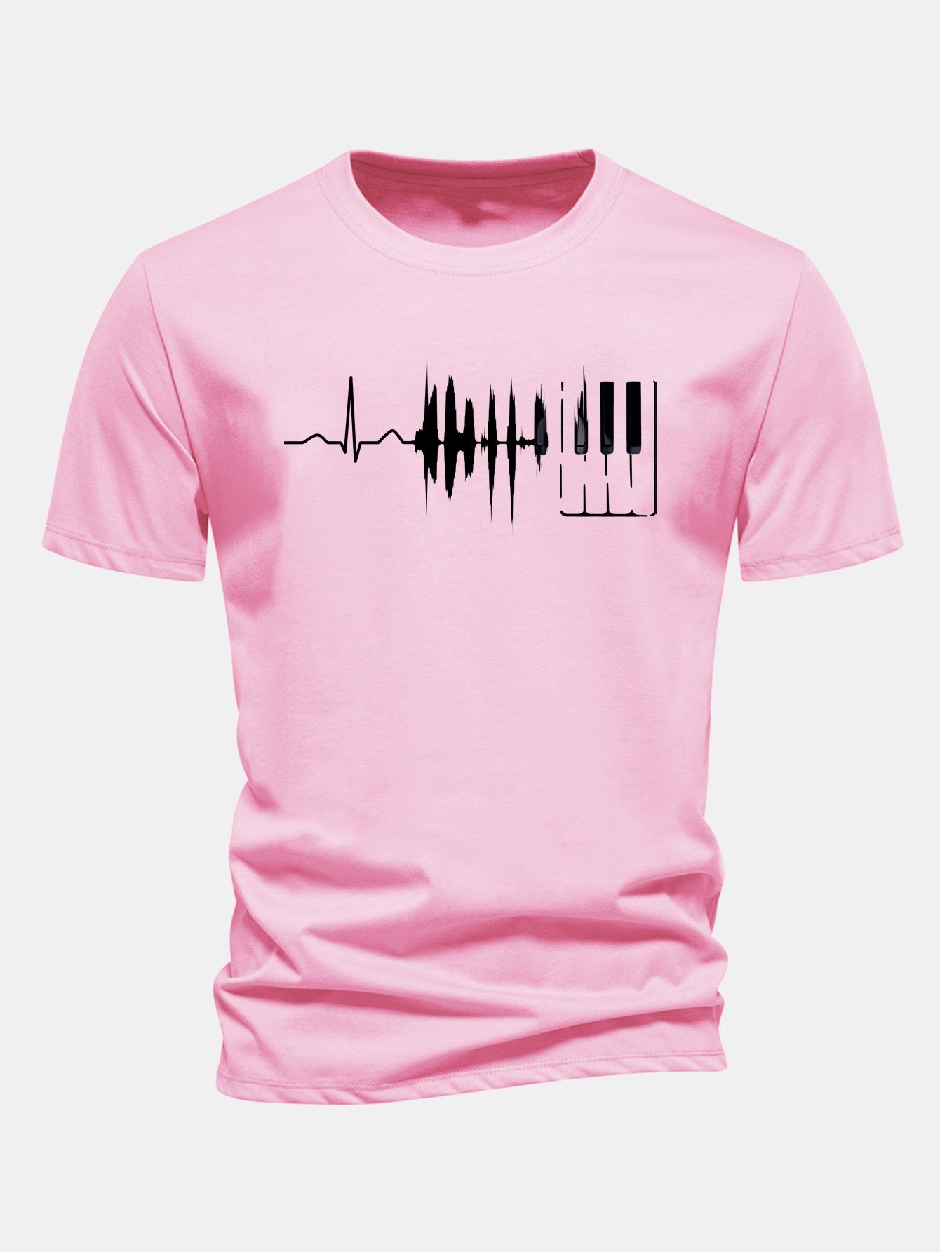 Regular Fit Keyboard Heartbeat Print Cotton T-Shirt