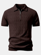 Twisted Jacquard Zipper Knit Polo & Slim Fit Tapered Trousers