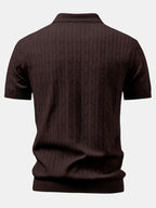 Twisted Jacquard Zipper Knit Polo & Slim Fit Tapered Trousers