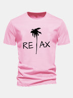 Regular Fit Relax Palm Tree Print Cotton T-Shirt