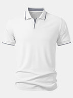 Contrast Trim Johnny Collar Polo
