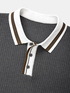Contrast Trim Knit Polo Shirt & Slim Fit Tapered Trousers
