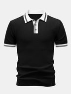 Contrast Trim Knit Polo Shirt & Slim Fit Tapered Trousers