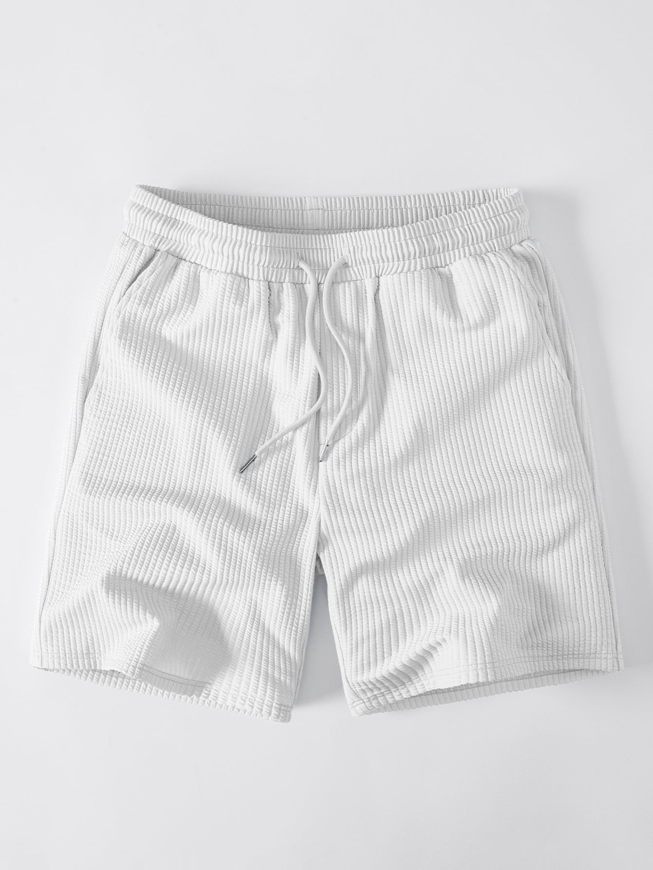Ribbed Notched Collar Tank Top & Ribbed Drawstring 7" Shorts