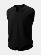 Ribbed Notched Collar Tank Top