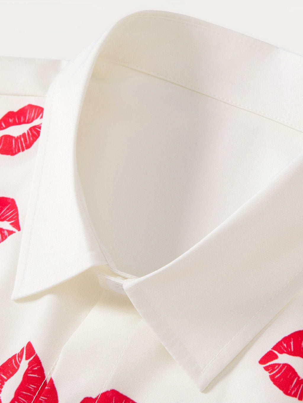 Rose Lip Print Button Up Shirt