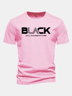 Regular Fit Black Print Cotton T-Shirt