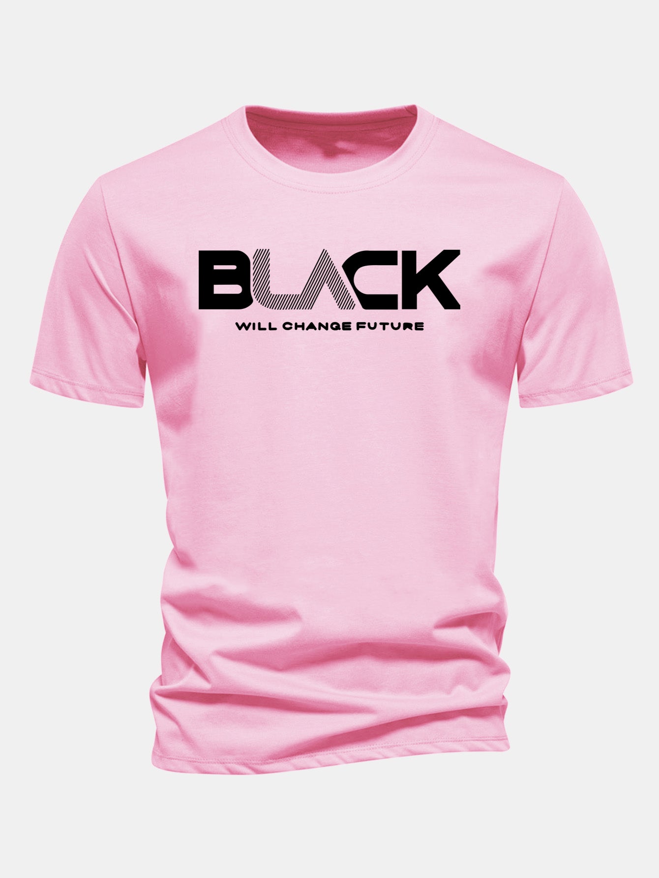 Regular Fit Black Print Cotton T-Shirt