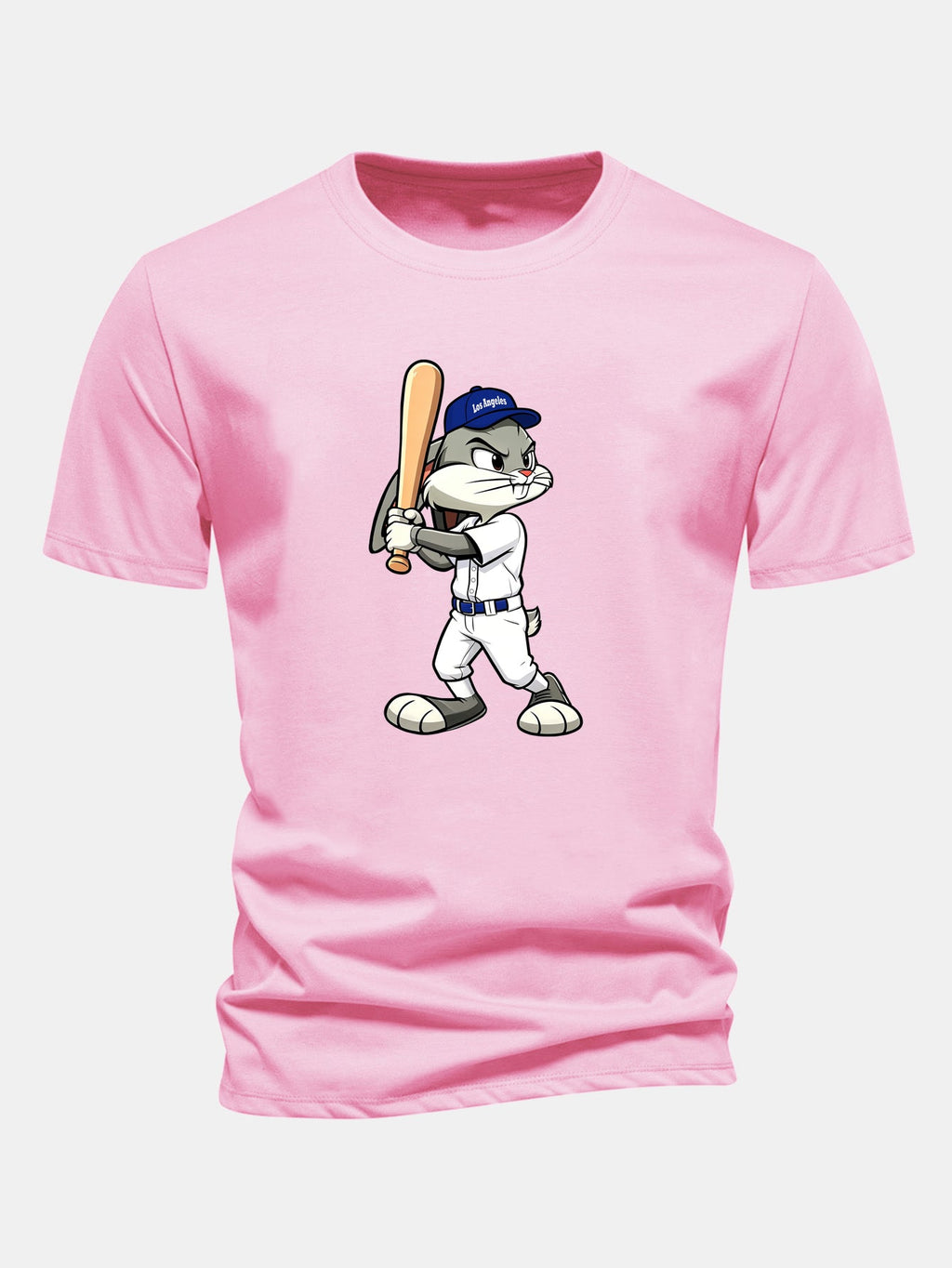 Regular Fit Baseball Rabbit Print Cotton T-Shirt