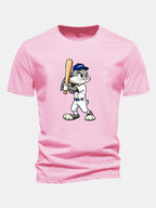 Regular Fit Baseball Rabbit Print Cotton T-Shirt