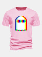 Regular Fit Glitch Ghost Print Cotton T-Shirt