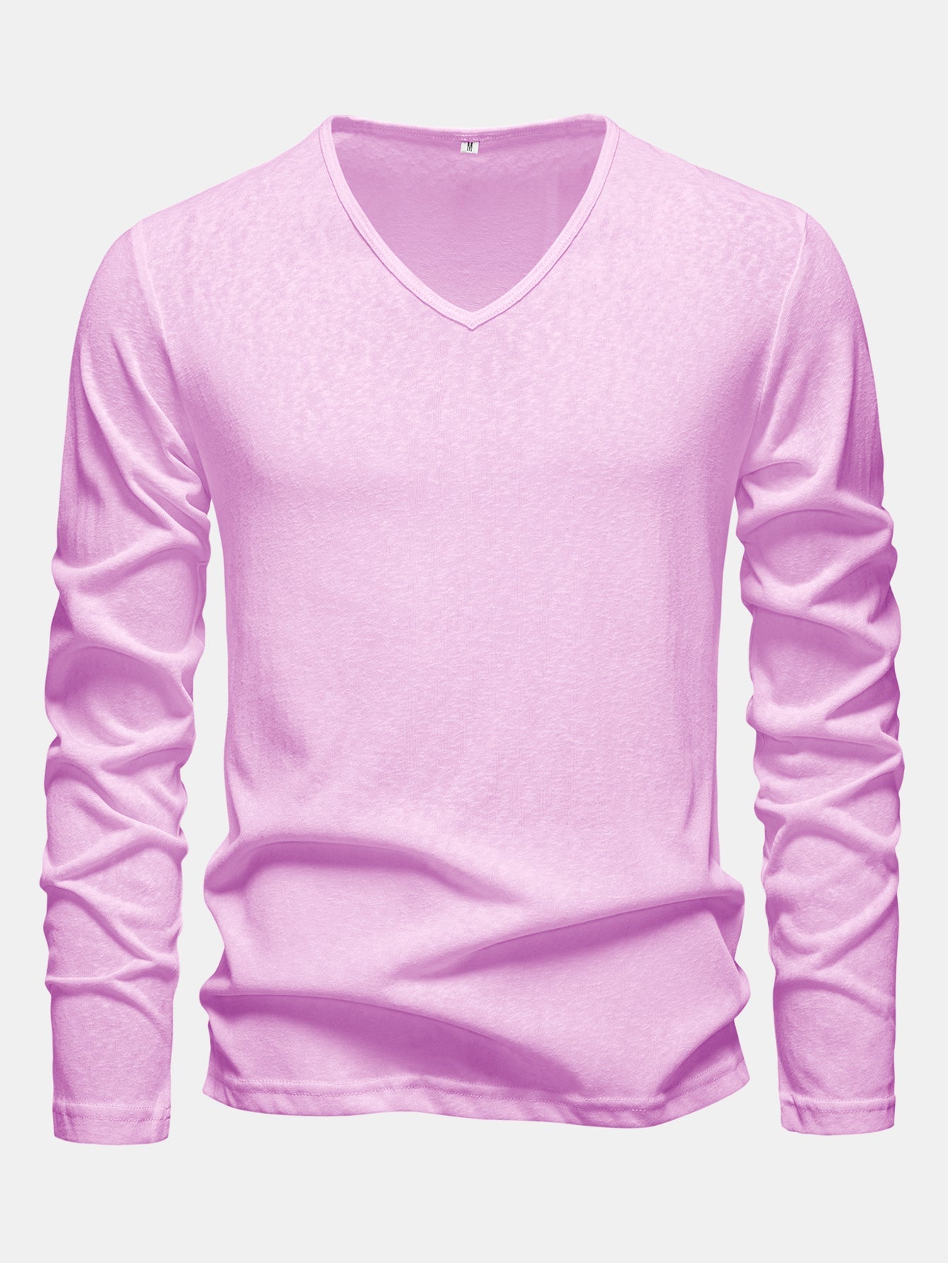 Long Sleeve Lightweight Linen Look V Neck T-Shirt