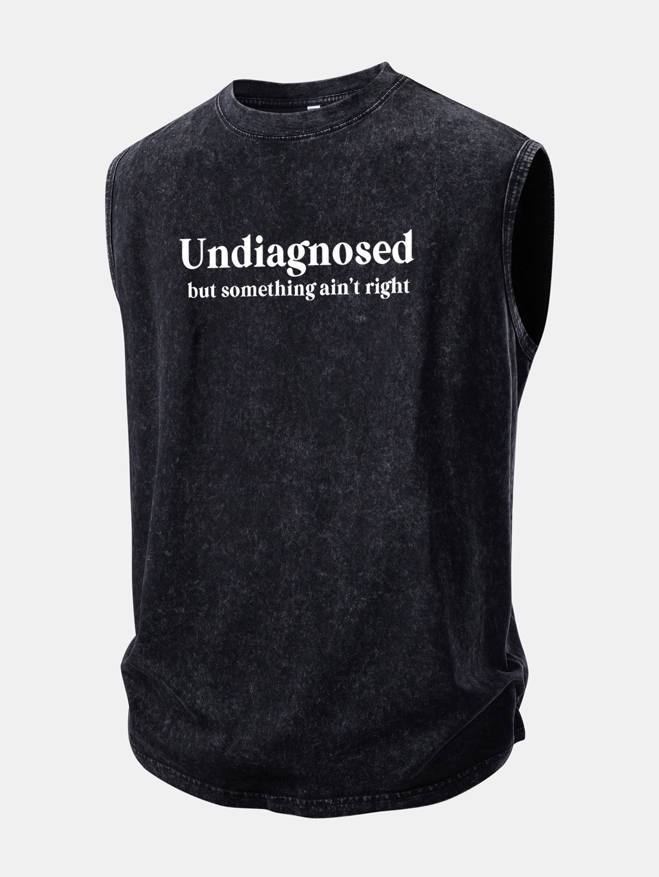 Undiagnosed Print Washed Distressed Tank Top