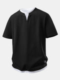 Relax Fit 2 In 1 Waffle Notched Collar T-Shirt