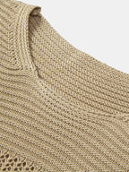 Open Knit Cap Sleeve Mesh Sweater T-Shirt