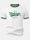 Vintage Print Contrast Ringer T-Shirt