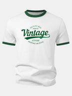 Vintage Print Contrast Ringer T-Shirt