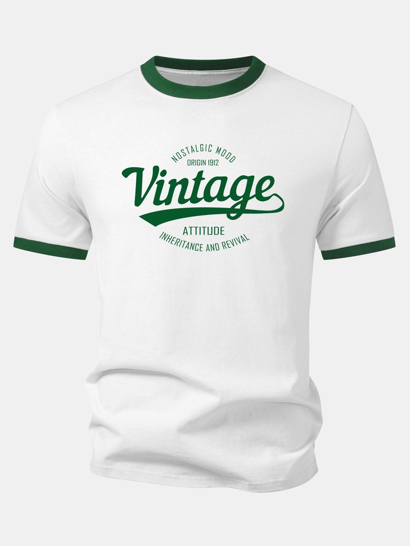 Vintage Print Contrast Ringer T-Shirt