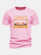 Regular Fit 1980's Cassette Tape Print Cotton T-Shirt