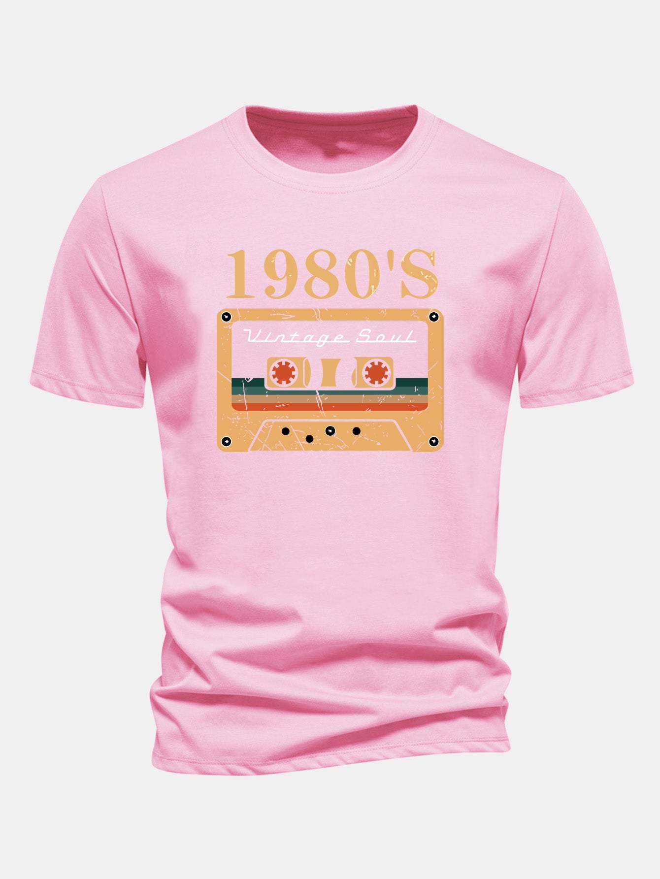 Regular Fit 1980's Cassette Tape Print Cotton T-Shirt
