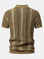 Striped Textured Knit Polo & Elastic Waist Chino Shorts
