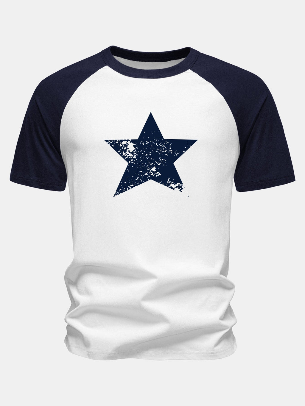 Star Print Cotton Raglan Sleeve T-Shirt