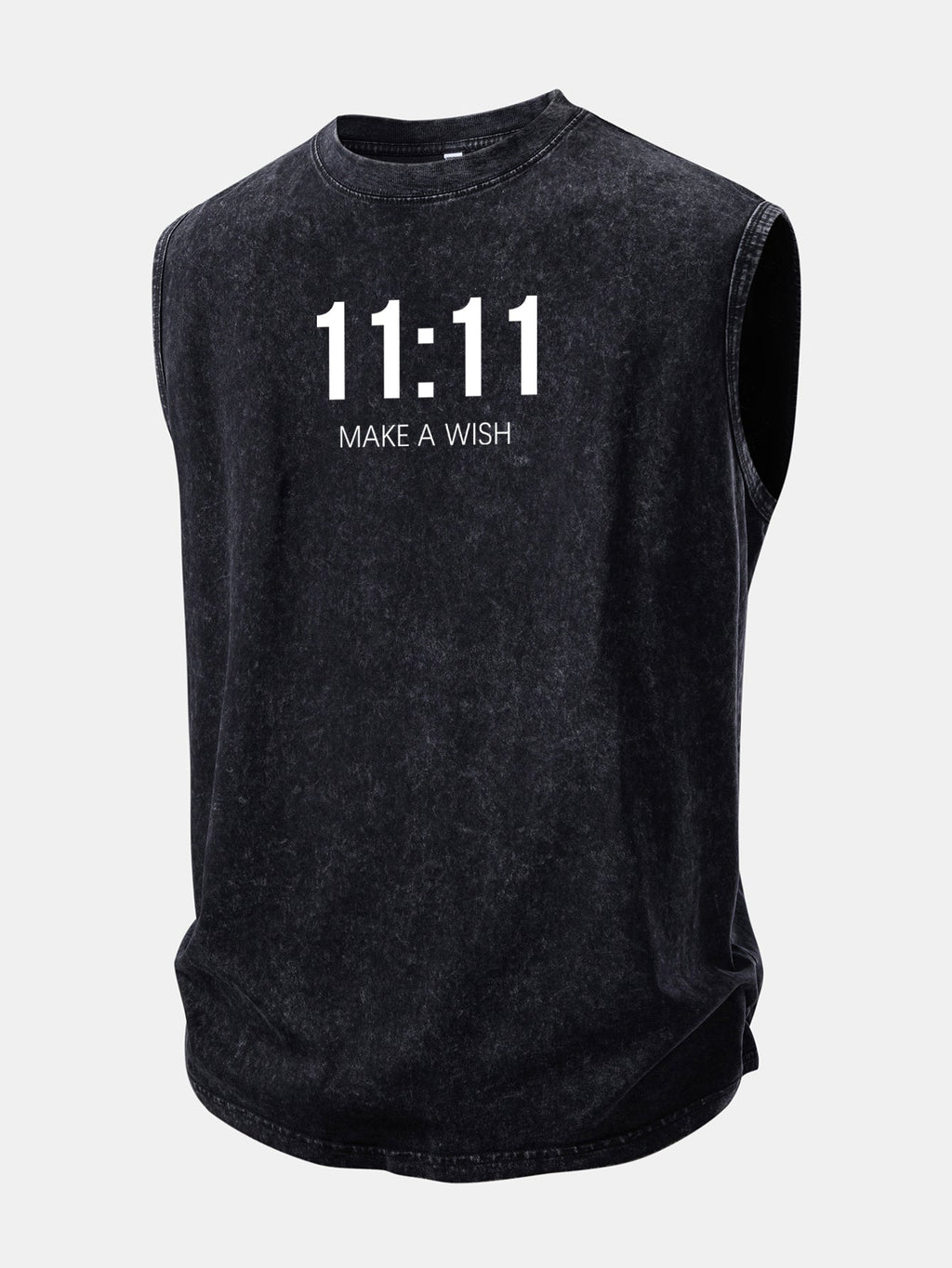 11:11 Print Washed Distressed Tank Top