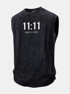 11:11 Print Washed Distressed Tank Top