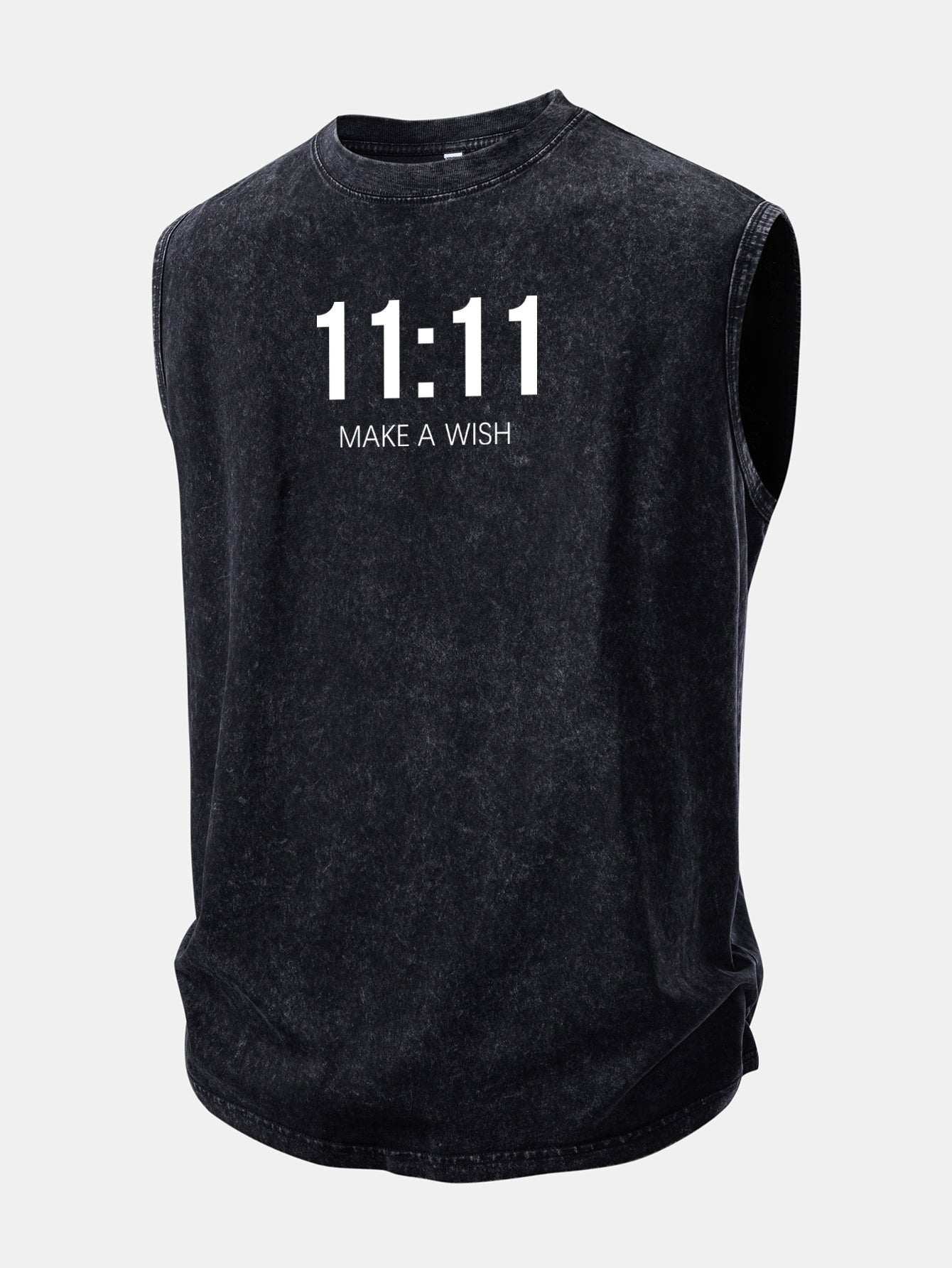 11:11 Print Washed Distressed Tank Top