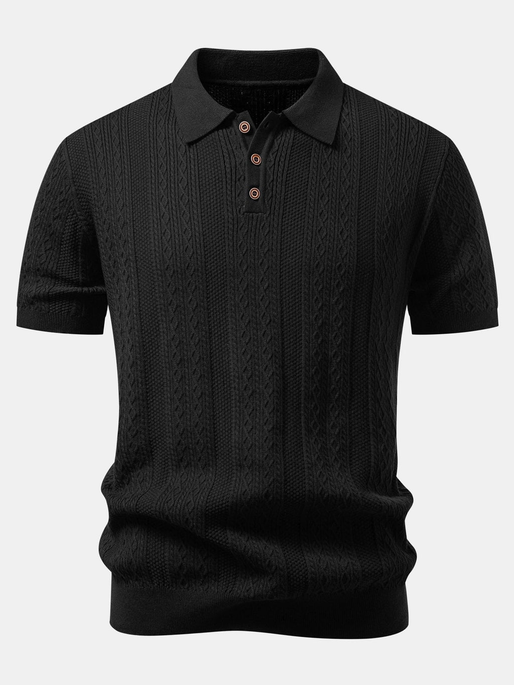 Geometric Jacquard Knit Polo & Slim Fit Tapered Trousers