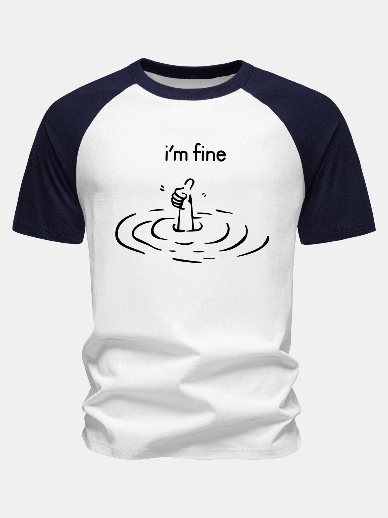 I'm Fine Print Cotton Raglan Sleeve T-Shirt