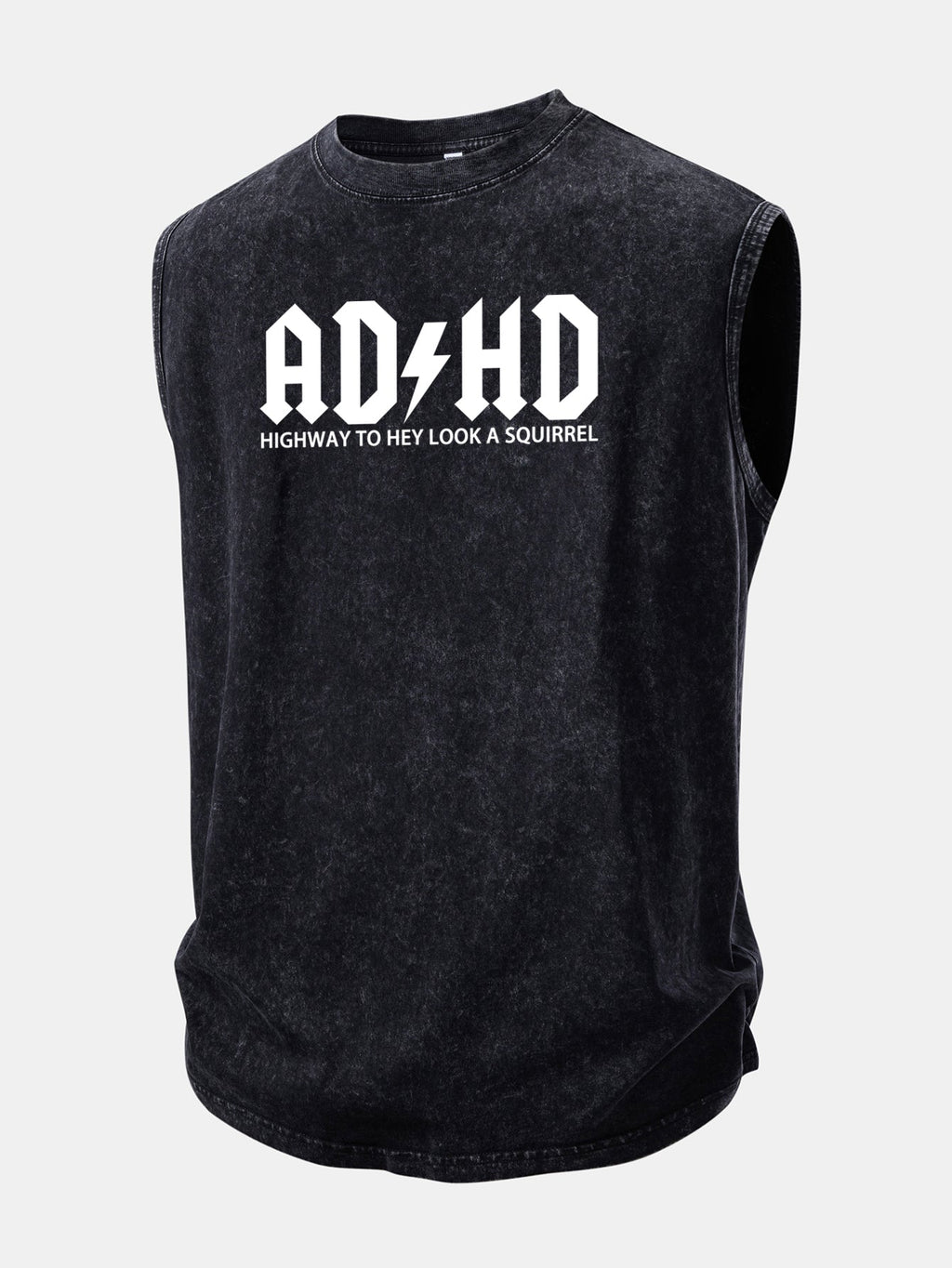 ADHD Print Washed Distressed Tank Top