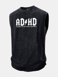 ADHD Print Washed Distressed Tank Top