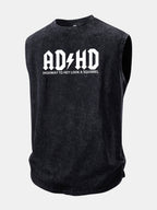 ADHD Print Washed Distressed Tank Top