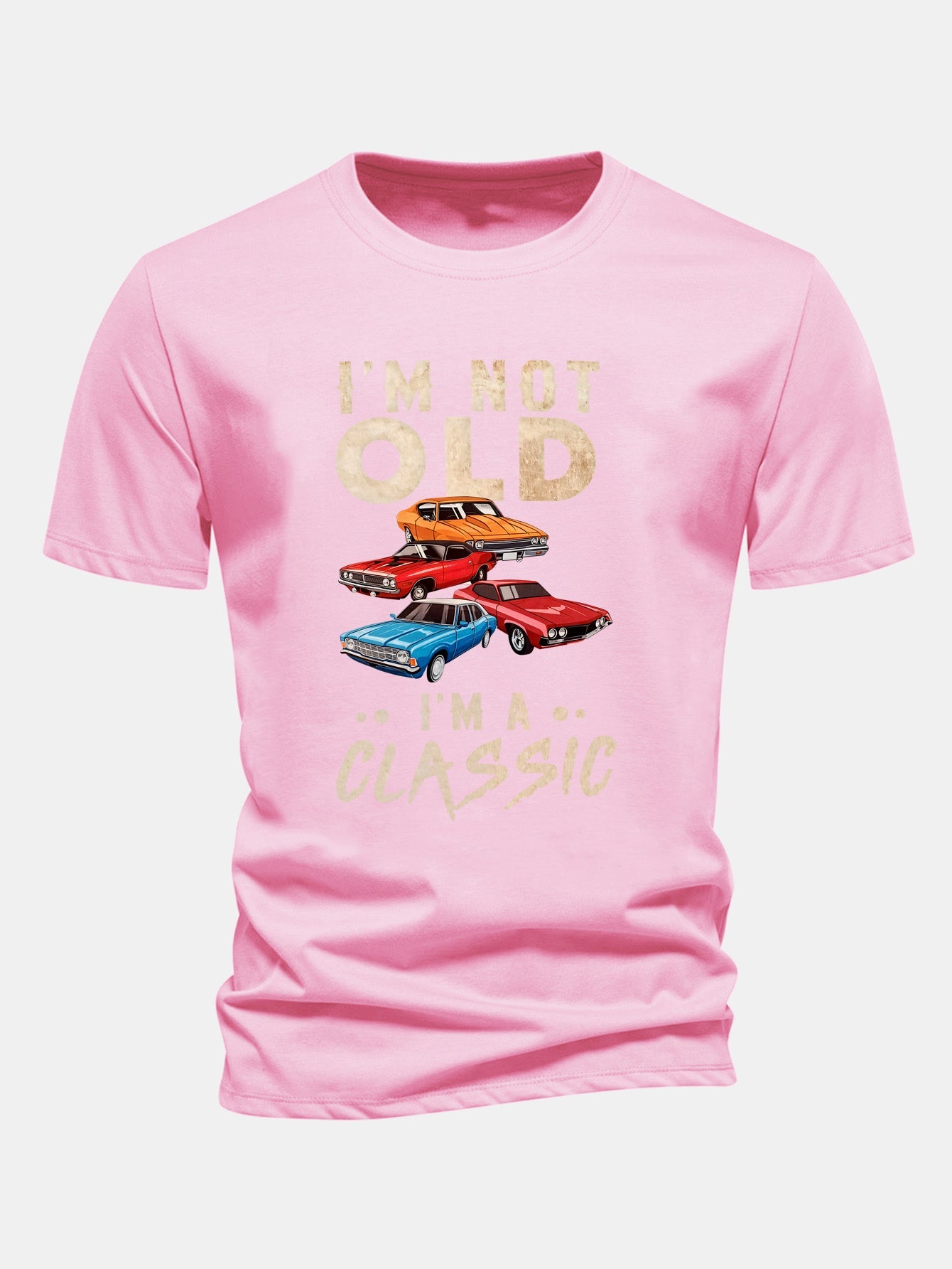 Regular Fit Vintage Car Print Cotton T-Shirt