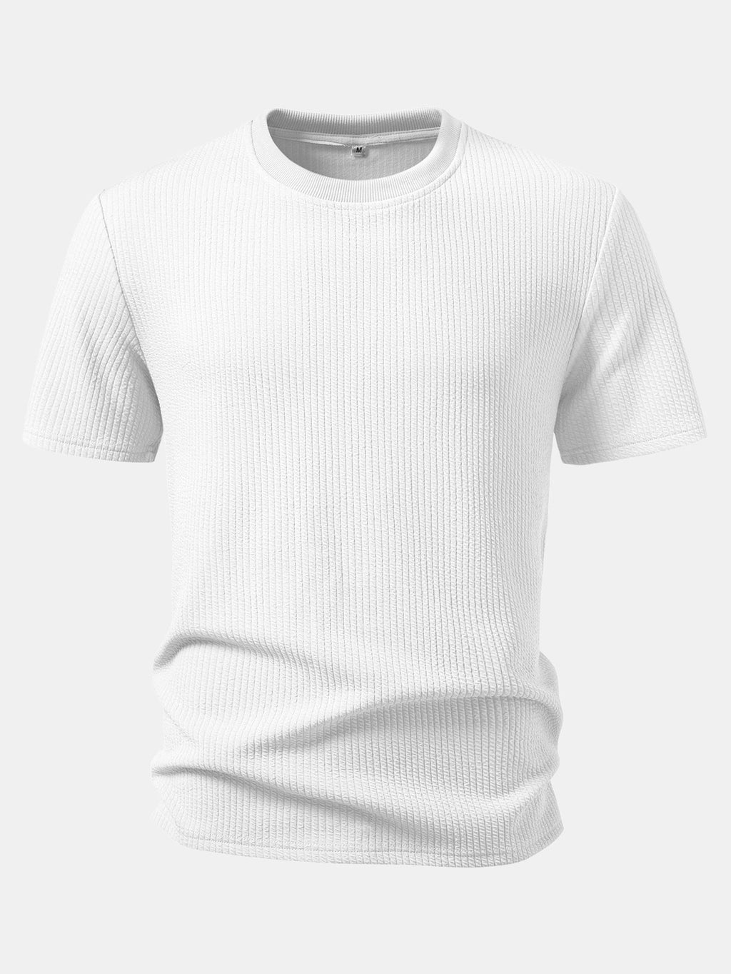 Ribbed Crew Collar T-Shirt & Drawstring Shorts Set