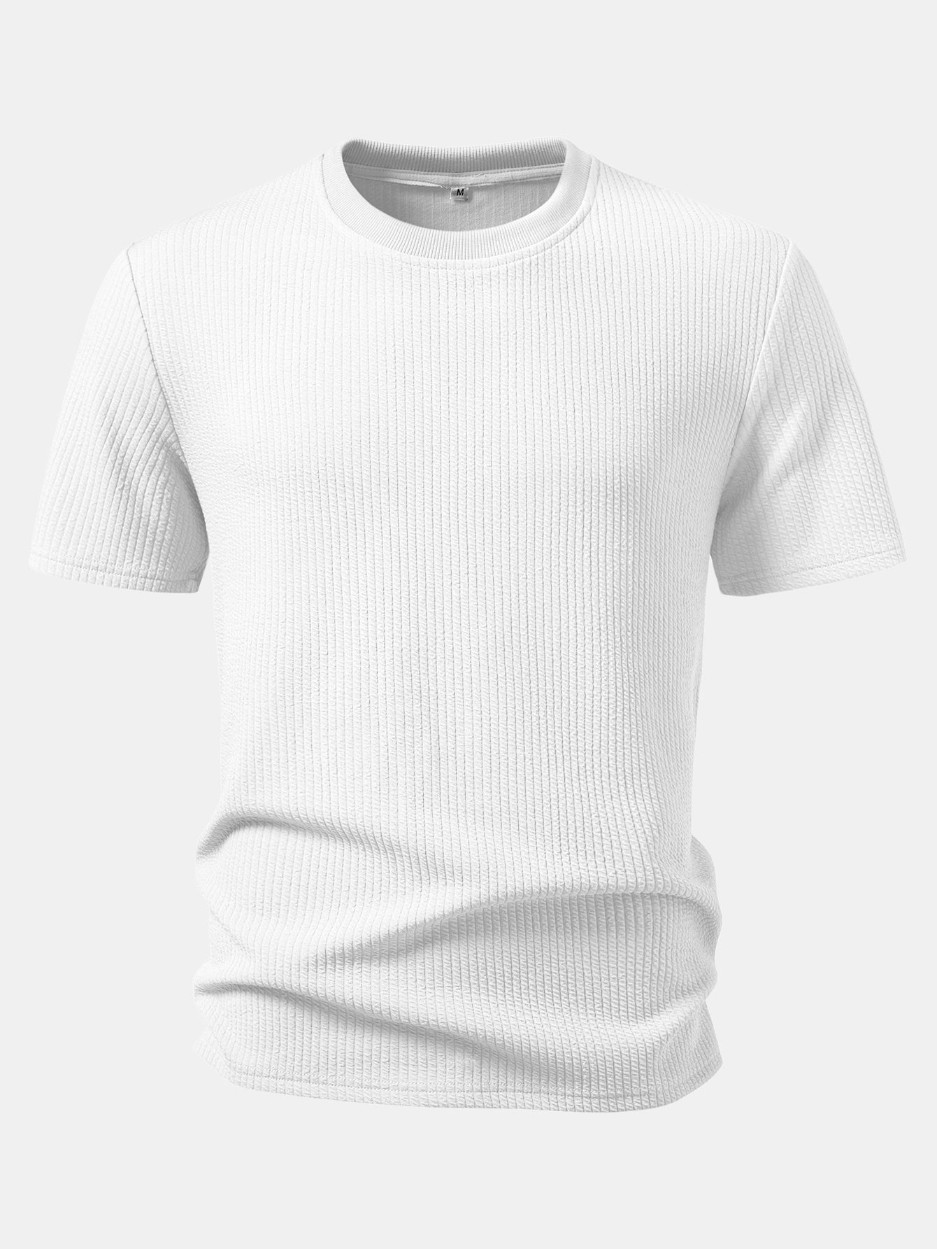 Ribbed Crew Collar T-Shirt & Drawstring Shorts Set