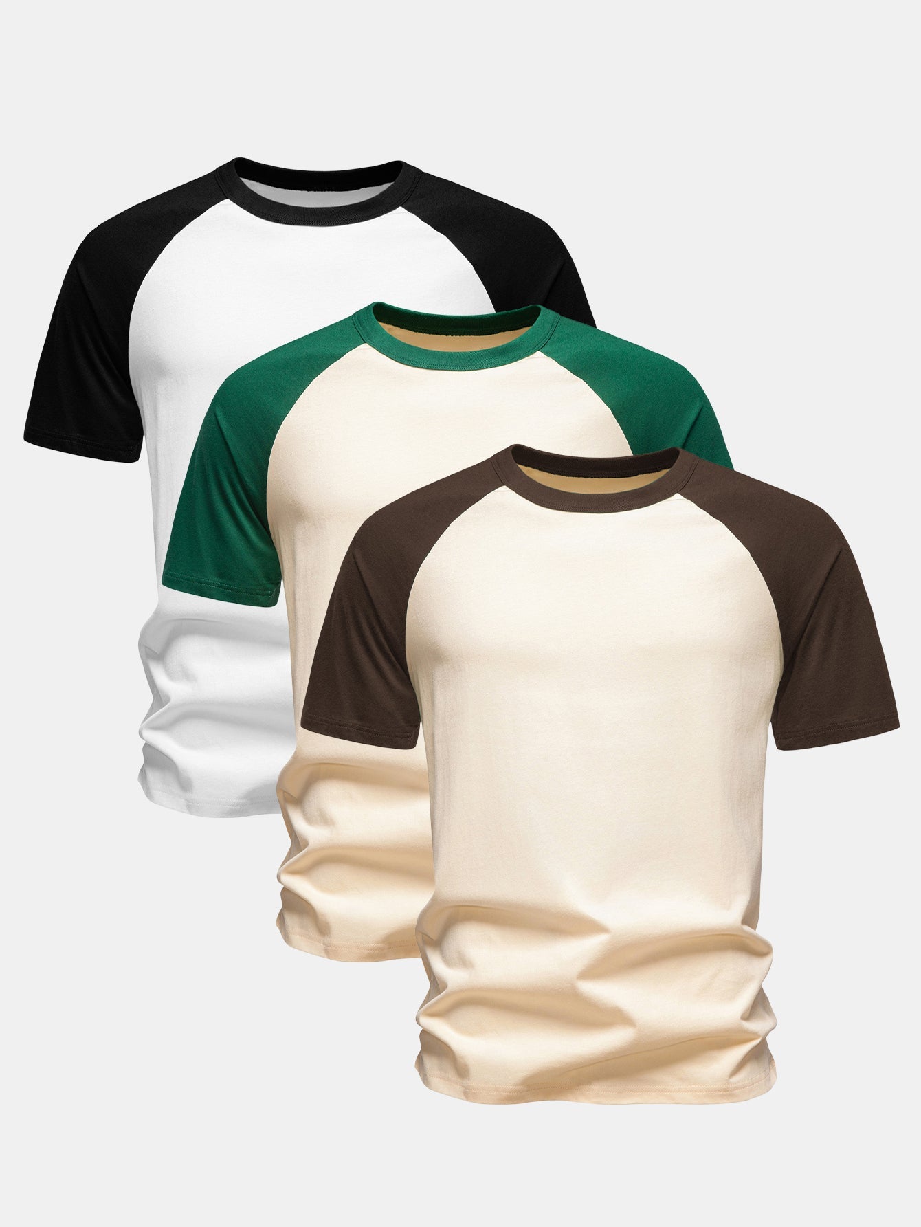3 Pieces Cotton Raglan Sleeve T-Shirt