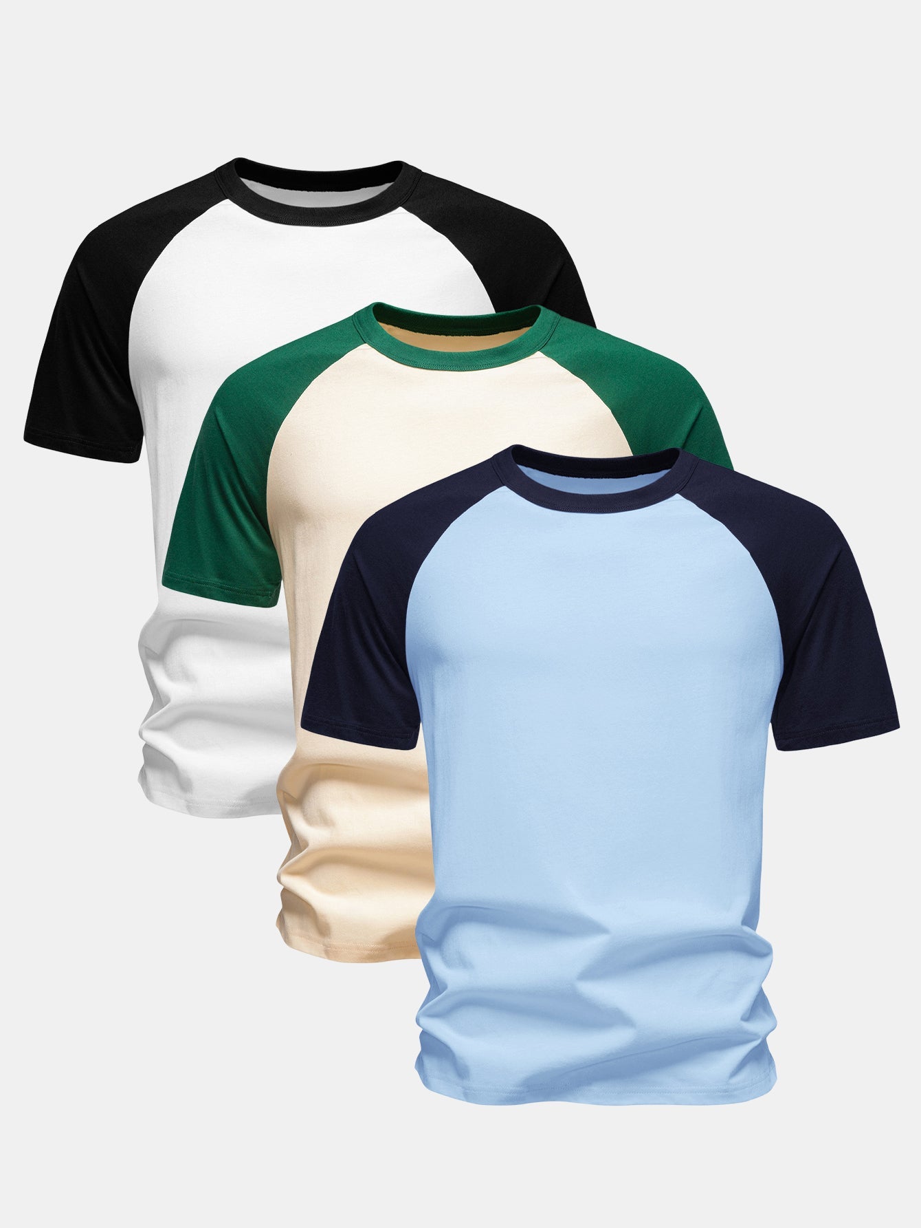 3 Pieces Cotton Raglan Sleeve T-Shirt