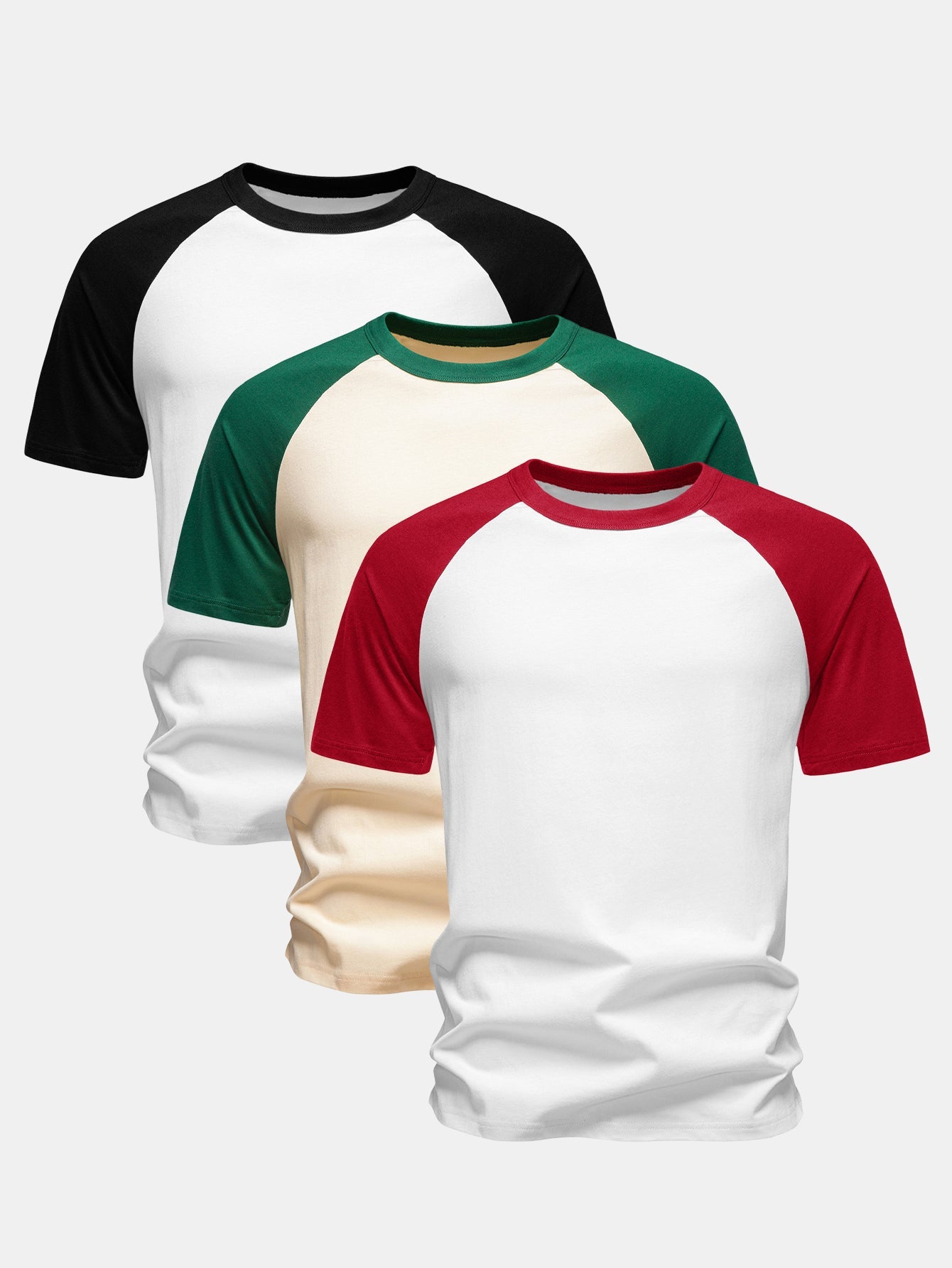 3 Pieces Cotton Raglan Sleeve T-Shirt