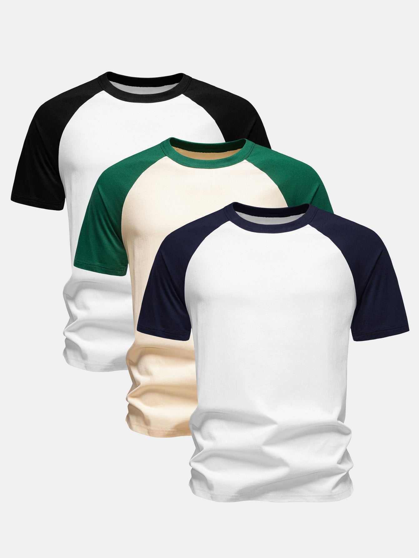 3 Pieces Cotton Raglan Sleeve T-Shirt