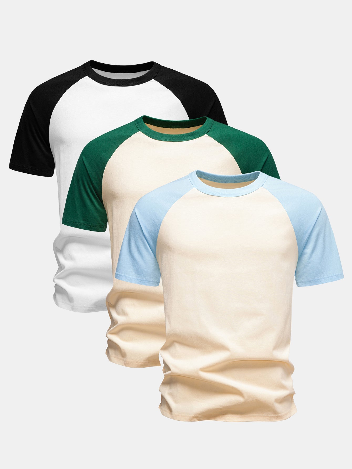 3 Pieces Cotton Raglan Sleeve T-Shirt