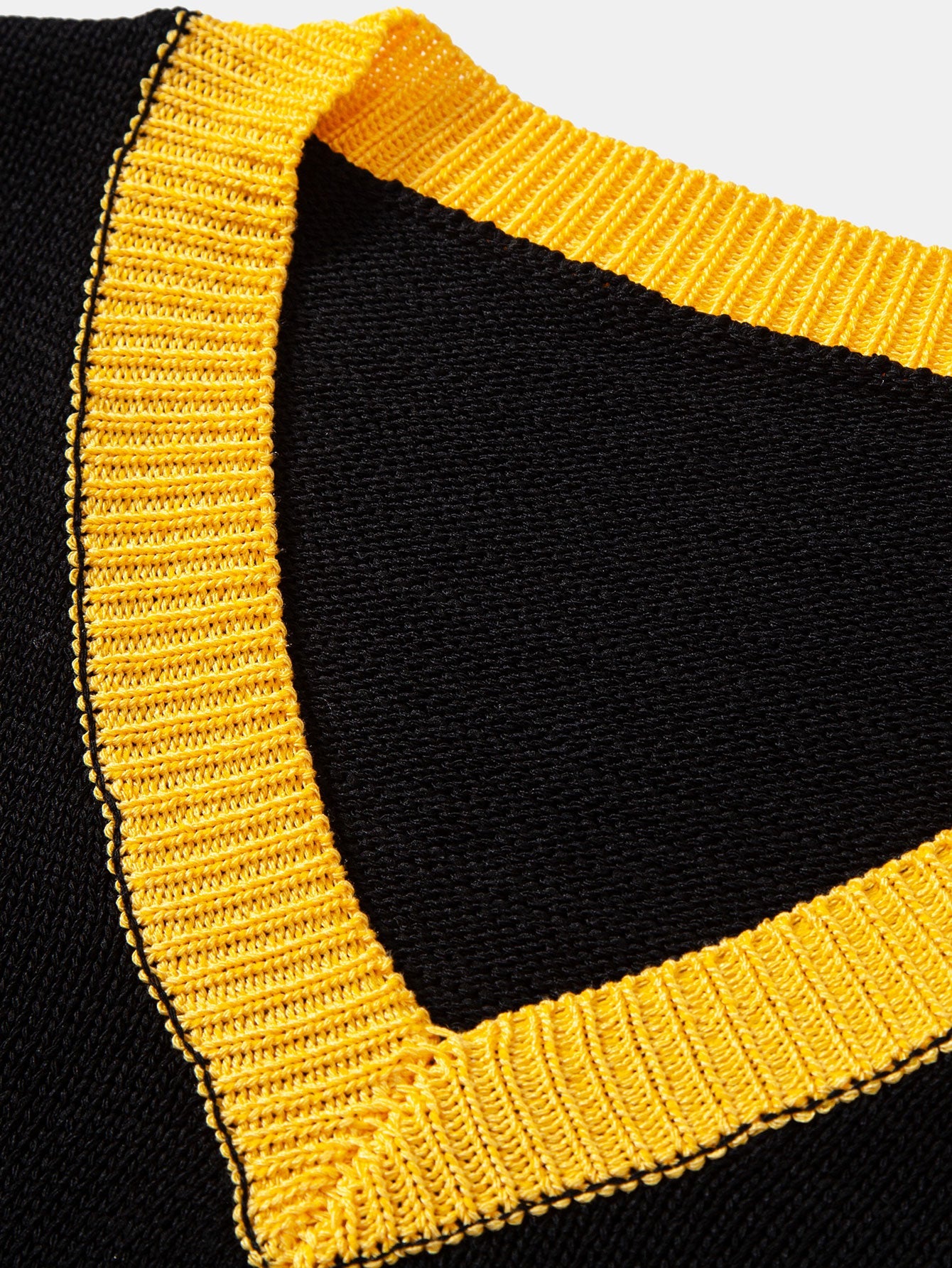 Vintage Contrast Varsity V Neck Knit T-Shirt