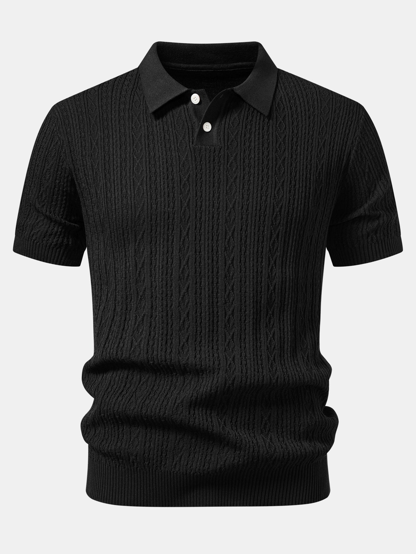 Geometric Jacquard Knit Polo