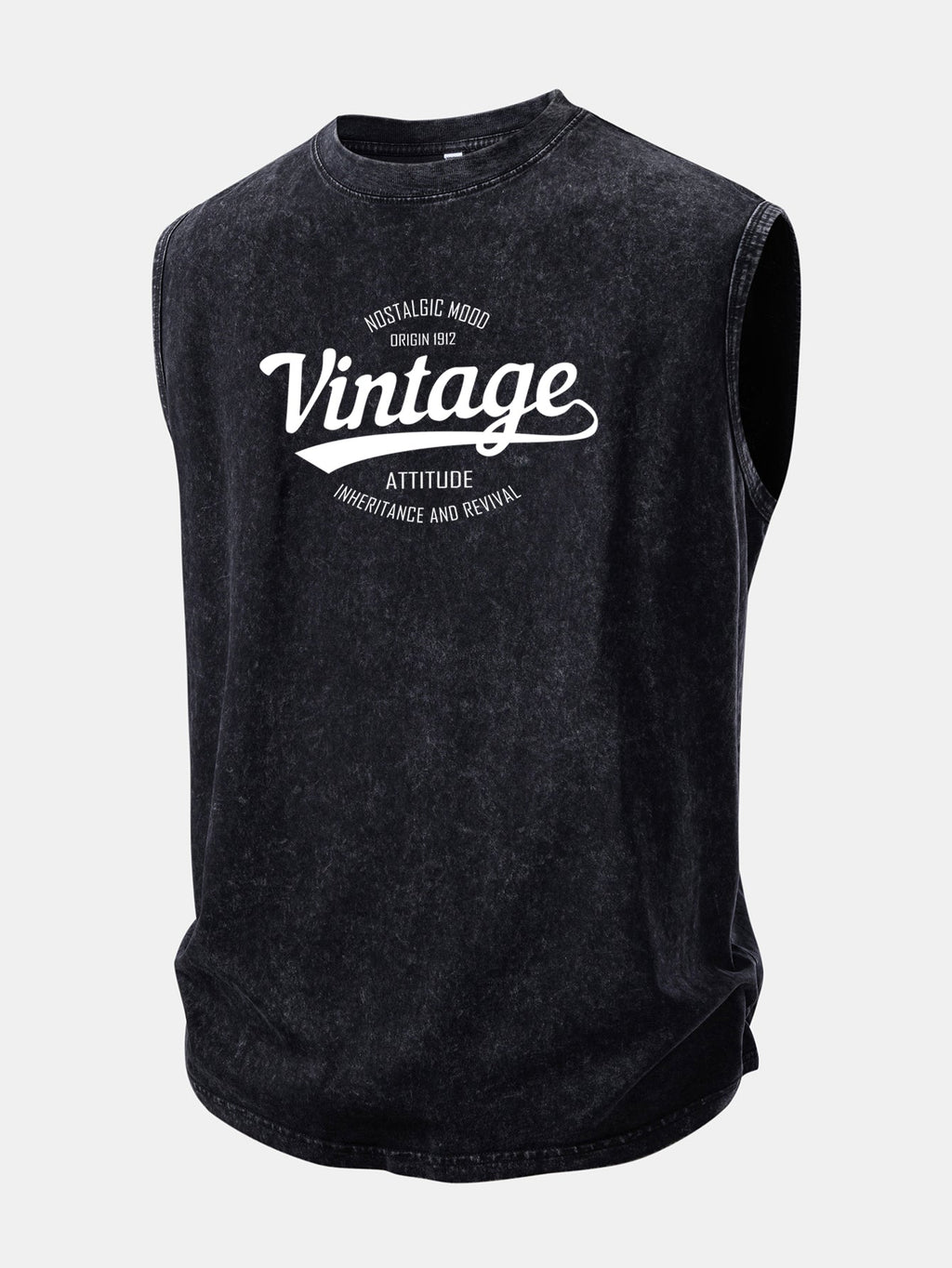 Vintage Print Washed Distressed Tank Top
