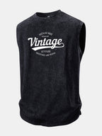 Vintage Print Washed Distressed Tank Top