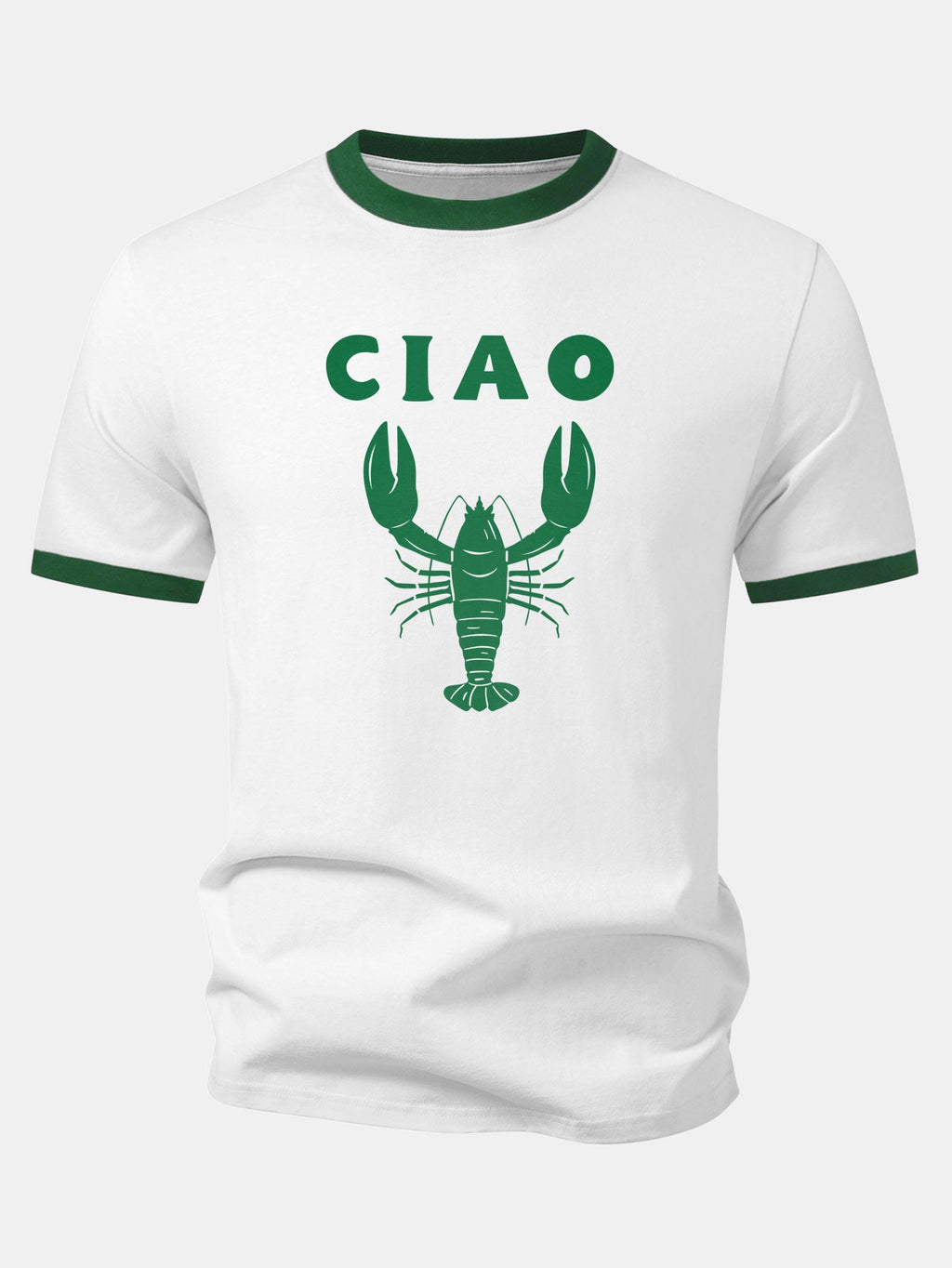 Ciao Lobster Print Contrast Ringer T-Shirt